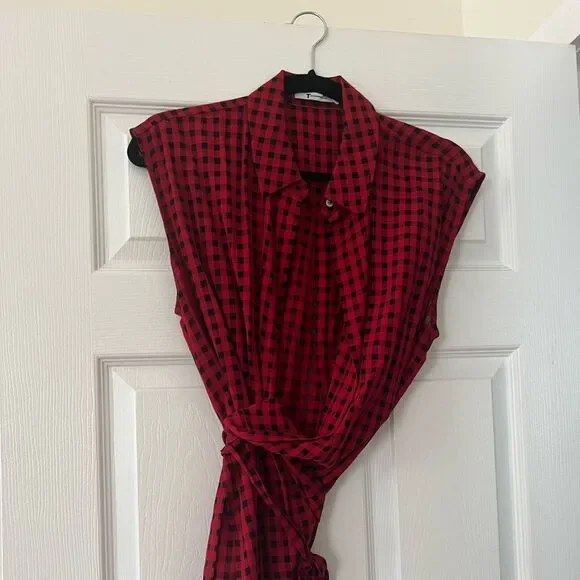 T by Alexander Wang Checkered Wrap Shirt - Picture 5 of 9